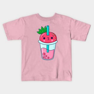 Cute Kawaii strawberry juice Kids T-Shirt